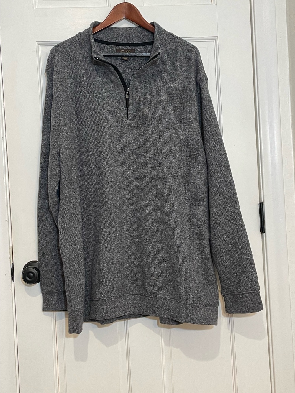 Tasso Elba Men’s XXXL Gray 1/4 Zip Pullover 100% Cotton Mock Neck Sweater 3XL